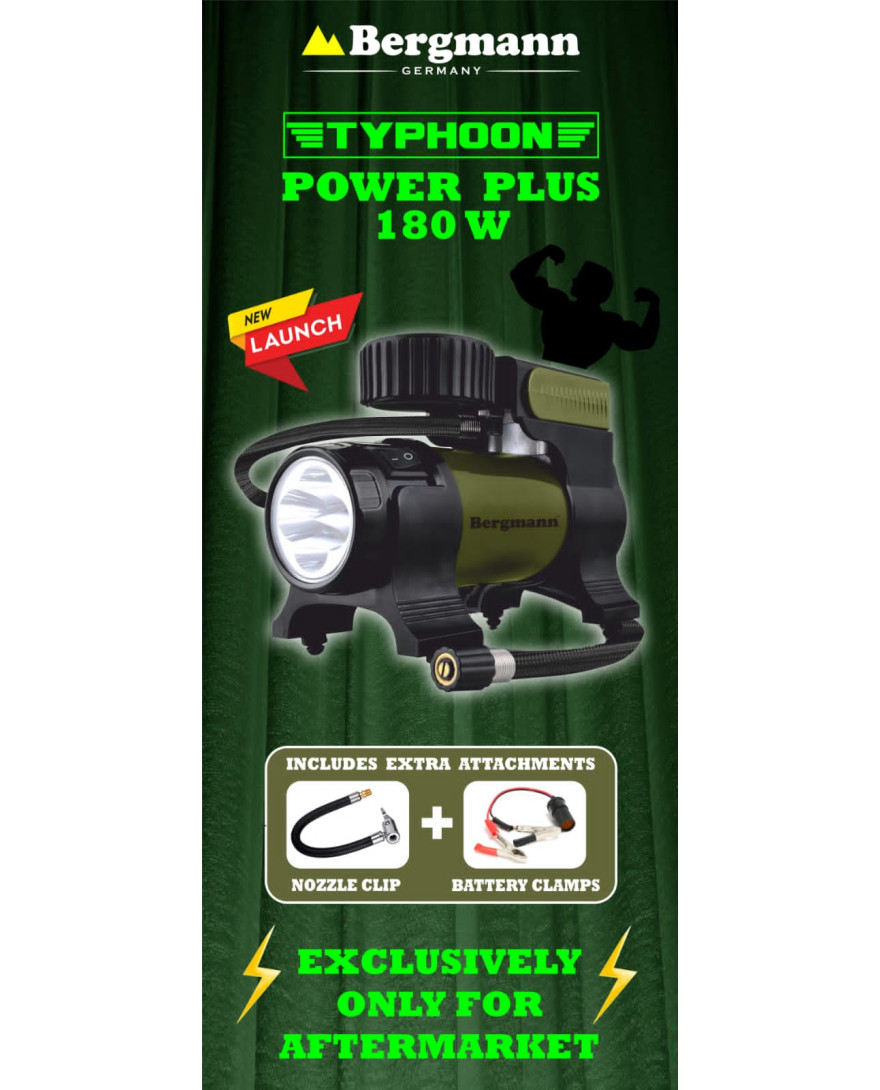 Bergmann TYPHOON Tyre Inflator Power+ 180W | GREEN